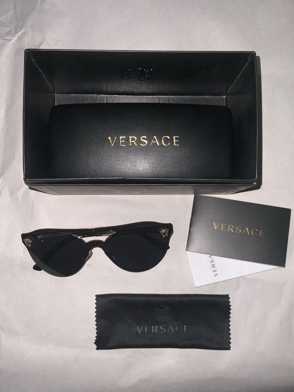 Versace 2161 Black Women Sunglasses with Gold Trim and Medusa Logo